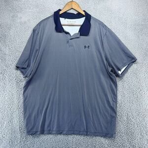 Under Armour Polo Shirt Men's 2XL Blue Geometric Performance Stretch Golf Logo